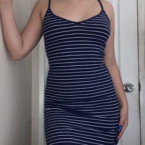 Navy blue/white stripe bodycon dress